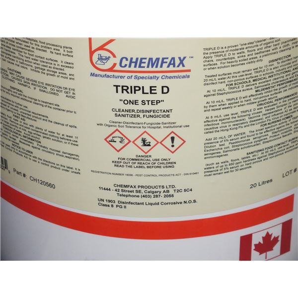 1 5Gal Pail Of Chemfat Triple D Disinfectant Cleaner