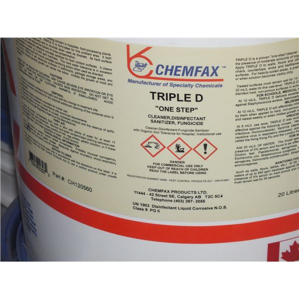 1 5Gal Pail Of Chemfat Triple D Disinfectant Cleaner