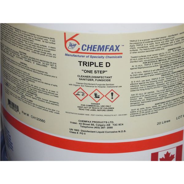 1 5Gal Pail Of Chemfat Triple D Disinfectant Cleaner