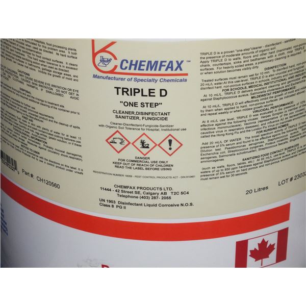1 5Gal Pail Of Chemfat Triple D Disinfectant Cleaner