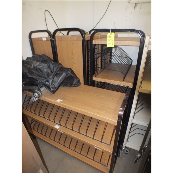 4 Brown Carts On Wheels