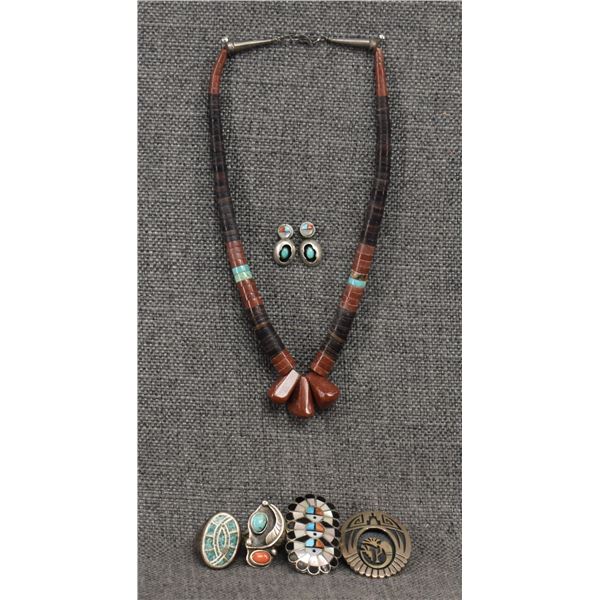 SIX NAVAJO AND PUEBLO JEWELRY ITEMS