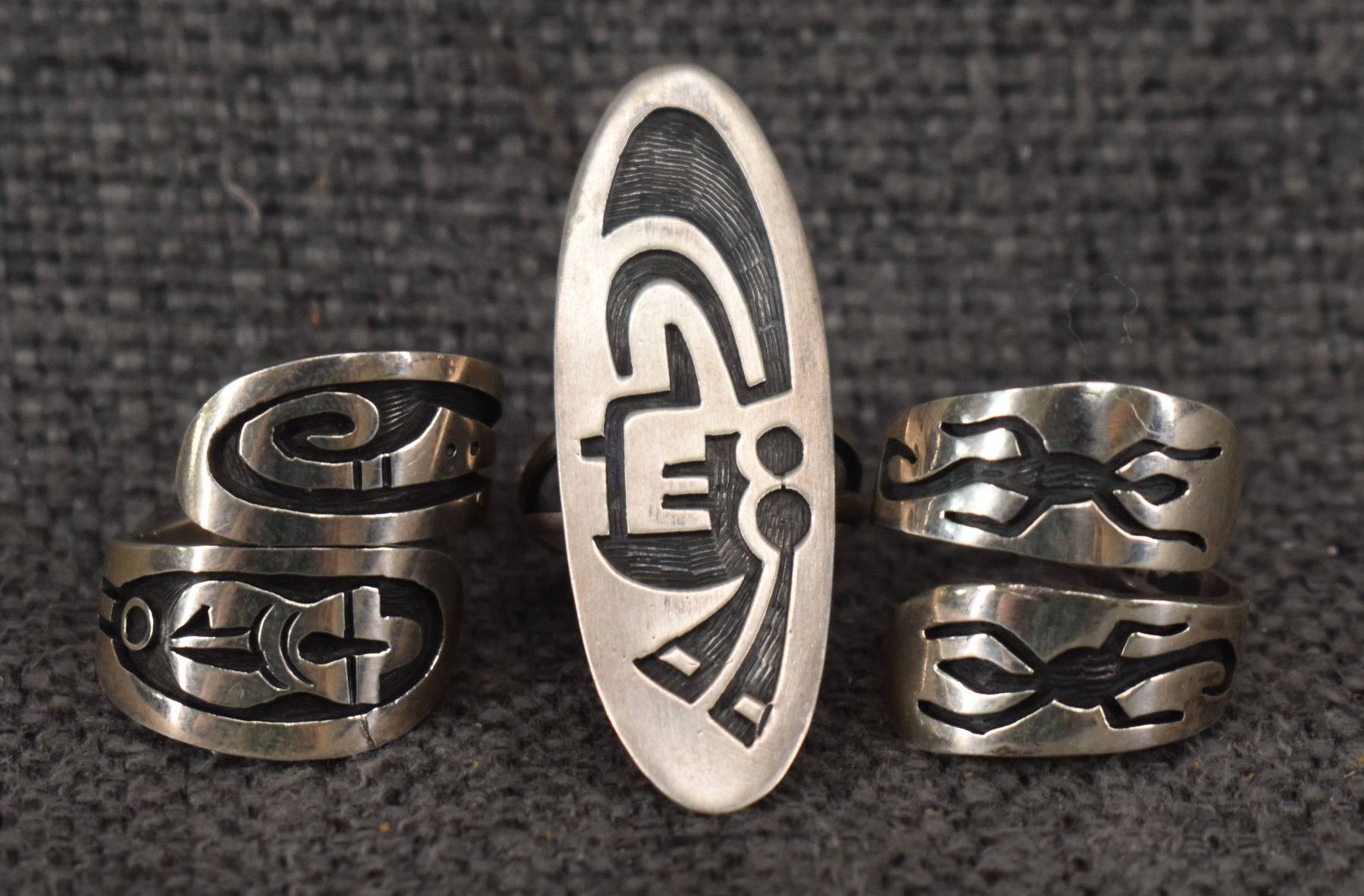 THREE HOPI RINGS (SIGNED)
