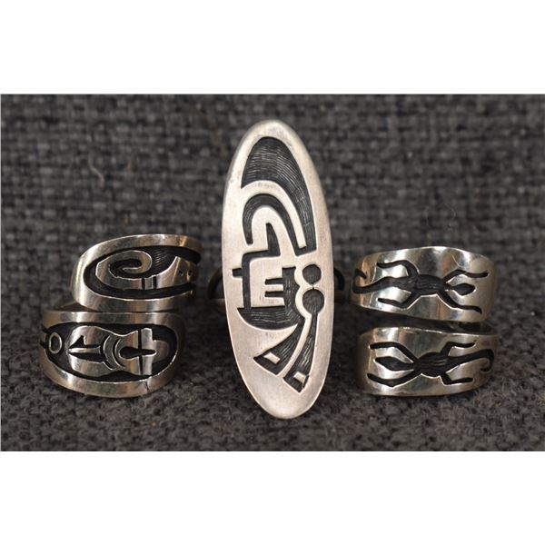 THREE HOPI RINGS (SIGNED)