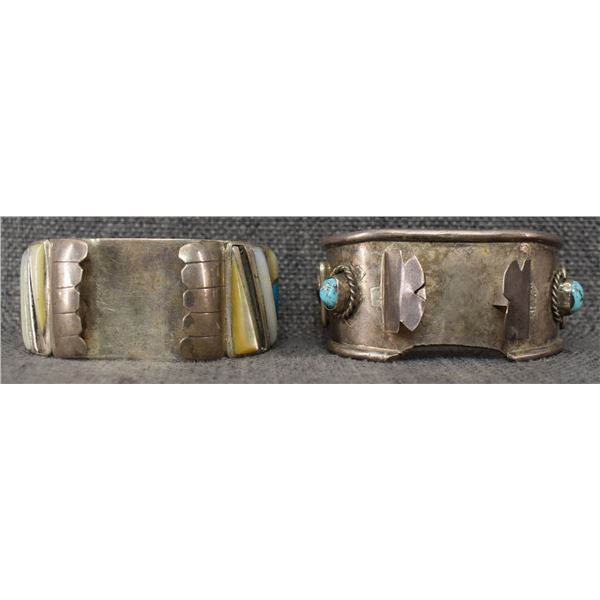 TWO NAVAJO WATCH BRACELETS