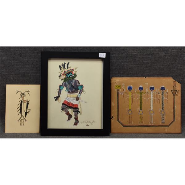 THREE HOPI PAINTINGS (CLIFF BAHNIMPTEWA)