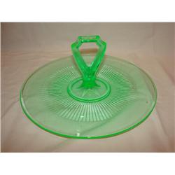 Vaseline Glass Sandwich Plate-Glows!