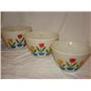 Image 1 : 3 FireKing Tulip Mixing Bowls(one crack)