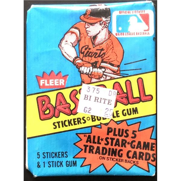 1981 FLEER BASEBALL STICKERS WAX PACK