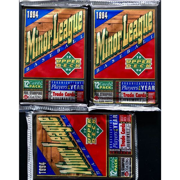 1994 UPPER DECK MINOR LEAGUE BASEBALL FOIL PACKS (3)
