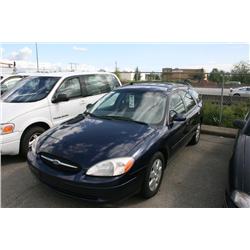 2001 FORD TAURUS 4DR S.W BLUE G Odom: 122695 Vin: 1FAFP58U31