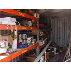 Misc contents of #007 - Metal shelves, electrical wire, tools, tile cutter, etc