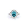 Image 1 : Fashion Blue Zircon & Diamond Halo Ring