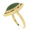 Image 7 : 14K Yellow Gold Bezel Marquise Cabochon Jade Open Frame Simple Solitaire Ring