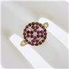Image 3 : Antique 18K Yellow Gold 1.06 ctw Old Cut Pave Set Ruby & Diamond Platter Ring