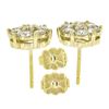 Image 5 : New 14k Yellow Gold 1.22 ctw Fiery Brilliant Diamond Cluster Flower Stud Earring