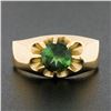 Image 2 : Unisex Vintage 14k Gold 0.85 ctw Green Tourmaline Solitaire Gypsy Belcher Ring