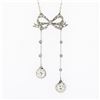 Image 2 : Belle Epoque French 18K White Gold European Diamond Bow Dangle Pendant Necklace