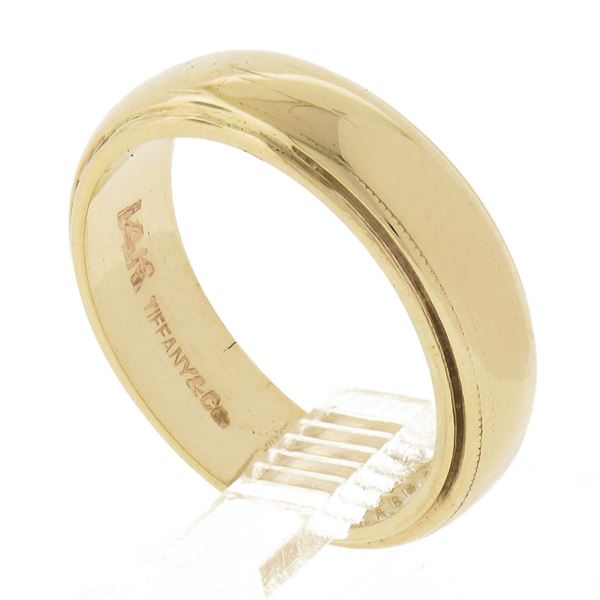 Tiffany & Co. 14k Gold 5.3mm Wide Domed Polished Stackable Wedding Band Ring