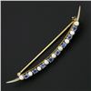 Image 3 : Antique Victorian 14K Yellow Gold Round Sapphire Seed Pearl Crescent Pin Brooch