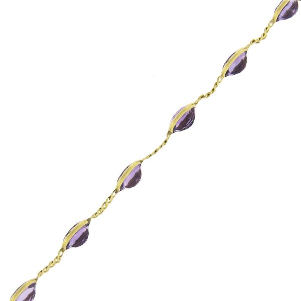 14k Yellow Gold 15 ctw Oval Amethyst 16.25" by the Yard Curb Link Chain Necklace