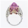 Image 2 : 18k Gold Sugarloaf Lab Grown Pink Sapphire & Diamond Butterfly Cocktail Ring