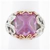 Image 9 : 18k Gold Sugarloaf Lab Grown Pink Sapphire & Diamond Butterfly Cocktail Ring