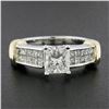 Image 7 : 14k TT Gold 1.61 ctw GIA Rectangular Diamond Solitaire w/ Accents Engagement Rin