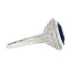 Image 6 : Estate Platinum GIA Oval Ceylon Bezel Sapphire Pave Diamond Halo Engagement Ring