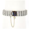 Image 4 : Antique French 18K Gold Plat 17.85 ctw Diamond & Sapphire Wide Statement Bracele