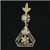 Image 2 : Antique 10K Gold 0.07 ctw Diamond Open Work Floral Drop Dangle Lavalier Pendant