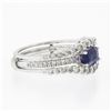 Image 5 : 14k White Gold 0.77 ctw Amethyst Solitaire & Diamond Wavy Insert Band Ring Set