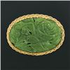 Image 5 : Vintage Floral Carved Jade Pin Brooch Pendant w/ Yellow Gold Twisted Wire Frame