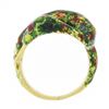 Image 7 : Vintage 18k Yellow Gold Multicolor Enamel w/ Spots Textured Snake Wrap Band Ring