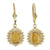 Image 3 : 14k Yellow Gold Oval Citrine Solitaire w/ 0.20 ctw Diamond Drop Dangle Earrings