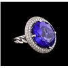Image 1 : 18KT White Gold GIA Certified 30.19 ctw Tanzanite and Diamond Ring