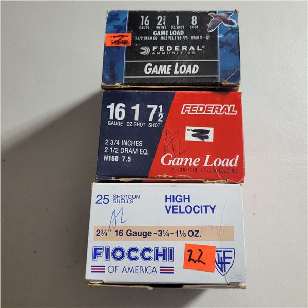 16ga  2 3/4" Federal & Fiocchi Shotshells