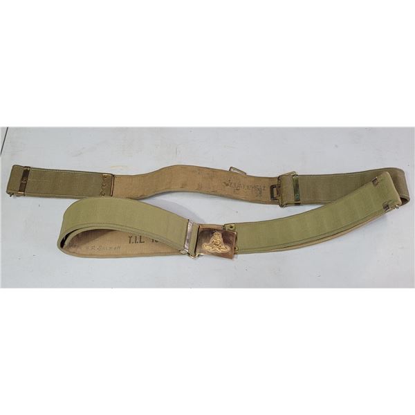 2 Royal Canadian Artillery Belts with 1 RCA Buckle