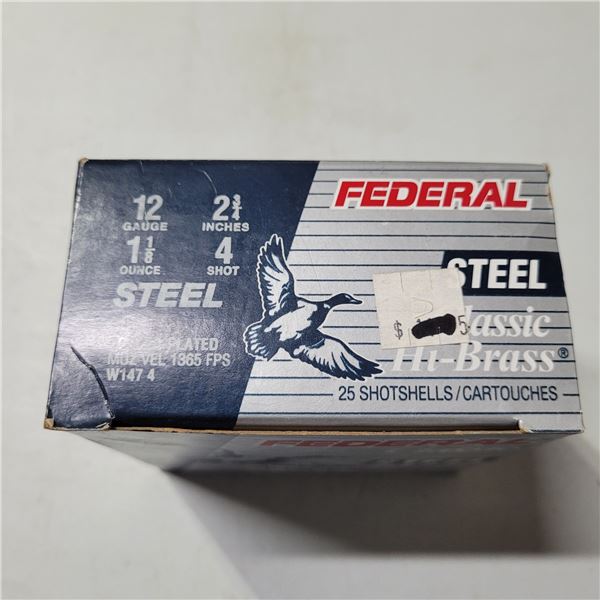 12ga 2 3/4" #4 Steel Shot Federal Ammo