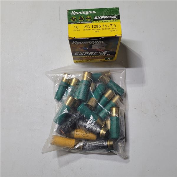 16 ga 2 3/4" Remington Lead Shotshells & 22 Mixed 16ga Shells