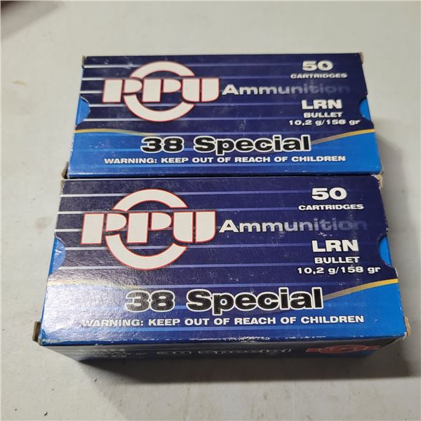 .38 Special Factory PPU Ammo 100 Rounds