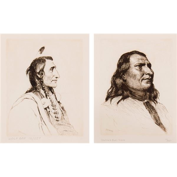 Joseph Henry Sharp (1859-1953) - Set of two (2): 7 3/4 x 6 1/4 inches; 8 1/2 x 6 3/4 inches