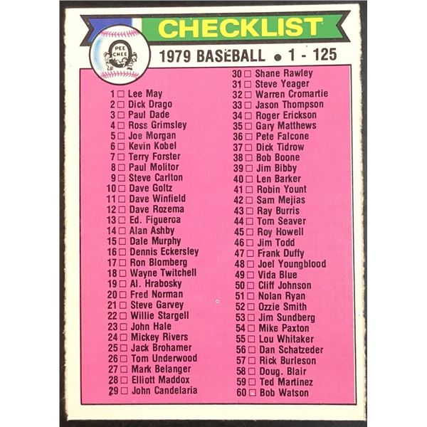 1979 O-PEE-CHEE CHECKLIST 1-125