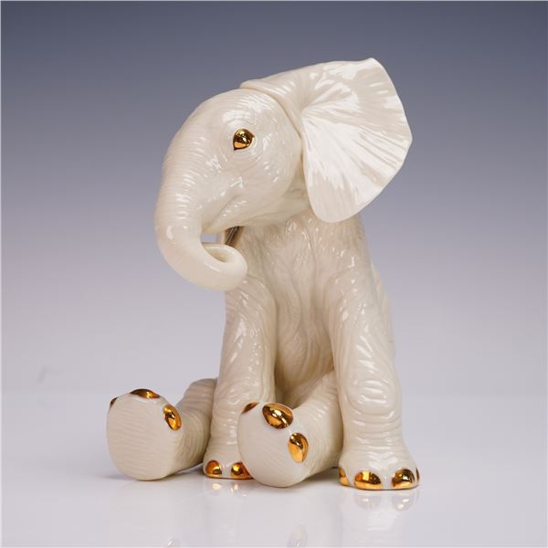 Lenox Ivory China African Elephant Calf Figurine with 24K Gold Accents