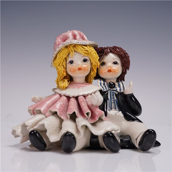 Zampiva Italian Porcelain Figurine, Sitting Couple