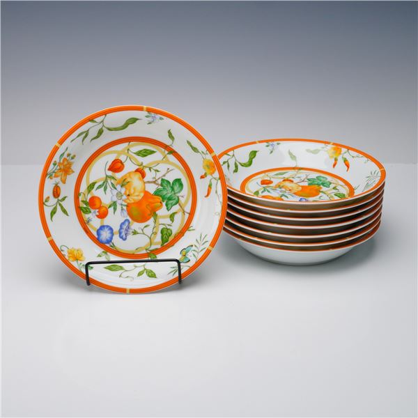 8pc Hermes La Siesta Porcelain Coupe Cereal Bowls
