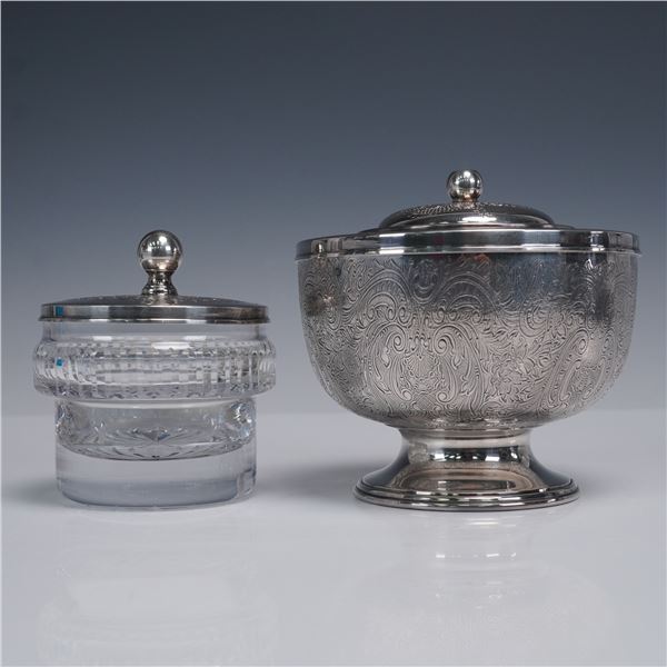 2pc Barker Ellis Caviar Server and Tudor Crystal Lidded Mustard Pot