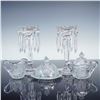 Image 1 : 7pc Pressed Glass Set with Crystal Lusters and Table Pieces