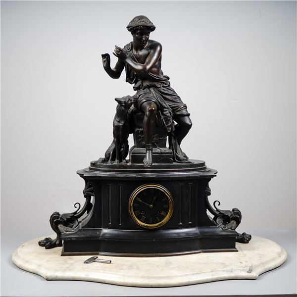 Antoine Pierre Aubert, French Bronze Figural Mantel Clock