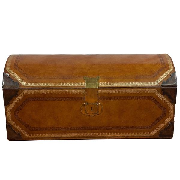 Leather Bound Arched Top Trunk/Chest